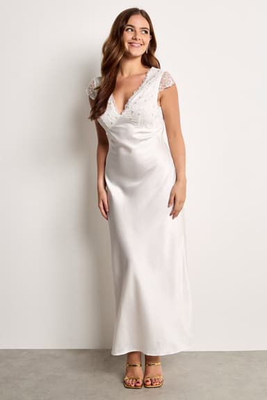 Bridal Satin Gown with Lace
