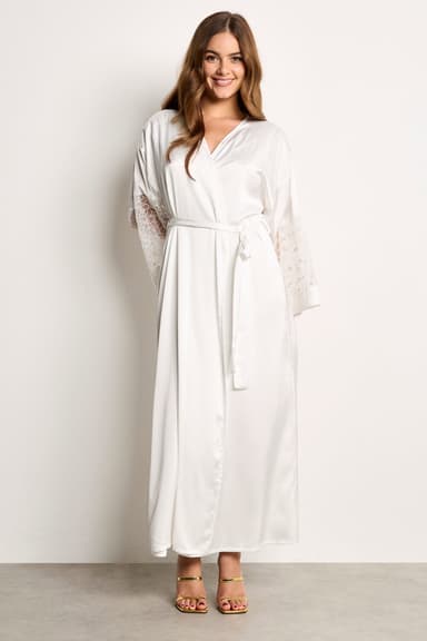 Bridal Satin Robe with Lace