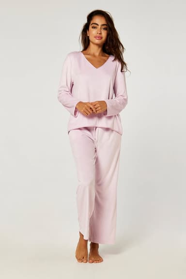 Fleece Pyjama Set with deep v-neck