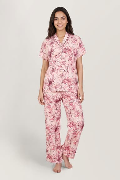 Floral Print Short Sleeve Pajama Set