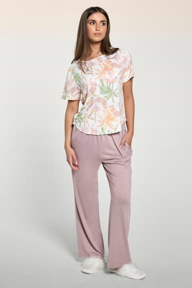Printed Pyjama Set with Soft Leaf Pattern